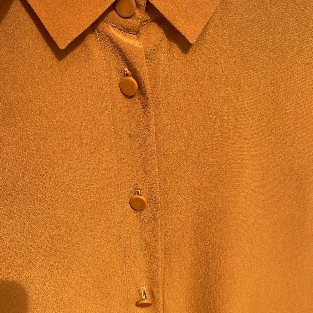 ETRO Dijon Orange 100% Silk button down blouse size 44 S-M - Picture 5 of 5